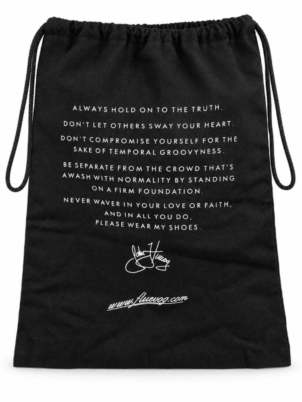 John Fluevog Black Drawstring Dust Bag Shoe Storage 10.5” x 14”